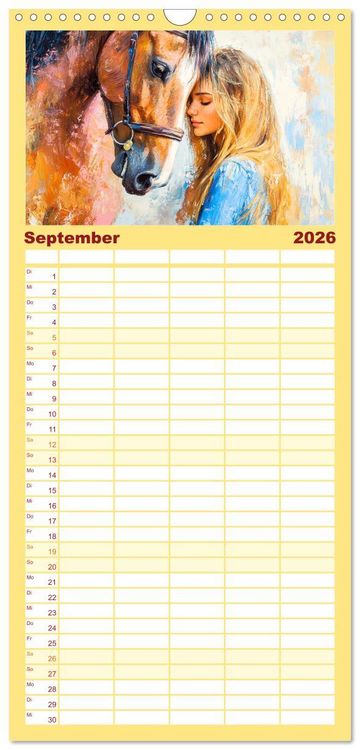 Produktbild: Familienplaner 2026 - Seelenverwandte. Frauen und Pferde. Die Magie der Verbundenheit mit 5 Spalten (Wandkalender, 21 x 45 cm) CALVENDO