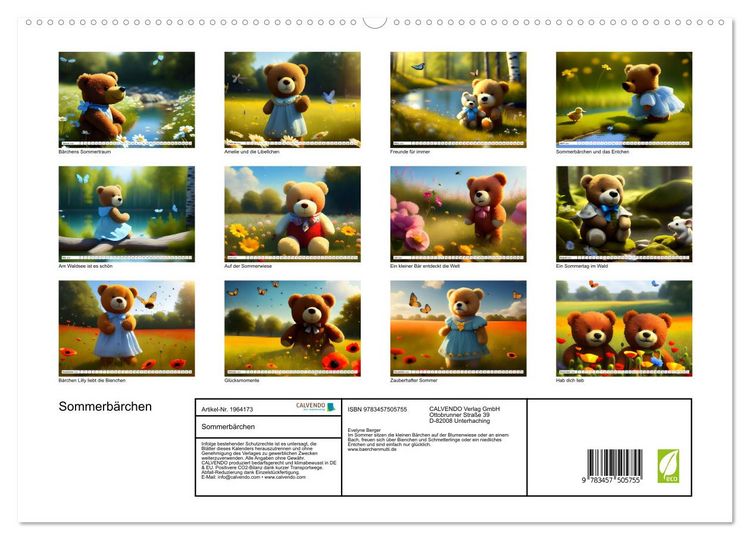 Produktbild: Sommerb&auml;rchen (hochwertiger Premium Wandkalender 2026 DIN A2 quer), Kunstdruck in Hochglanz