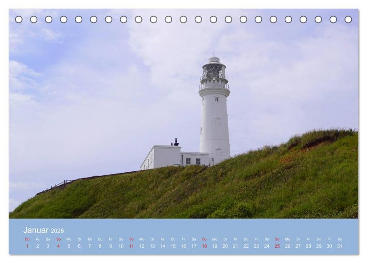 Produktbild: Englische Leuchtt&uuml;rme - Leuchtfeuer entlang Englands K&uuml;ste (Tischkalender 2026 DIN A5 quer), CALVENDO Monatskalender