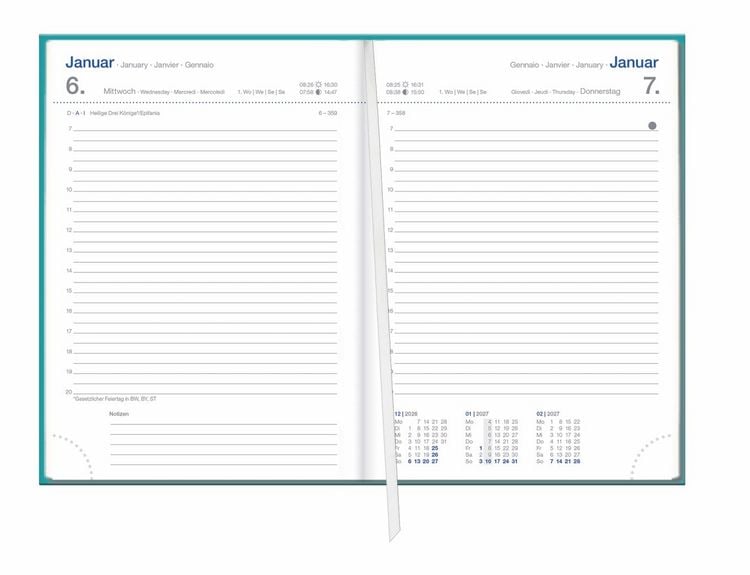 Produktbild: Tages-Cheftimer A6, petrol 2027