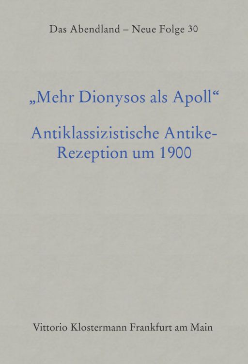 Produktbild: Mehr Dionysos als Apoll