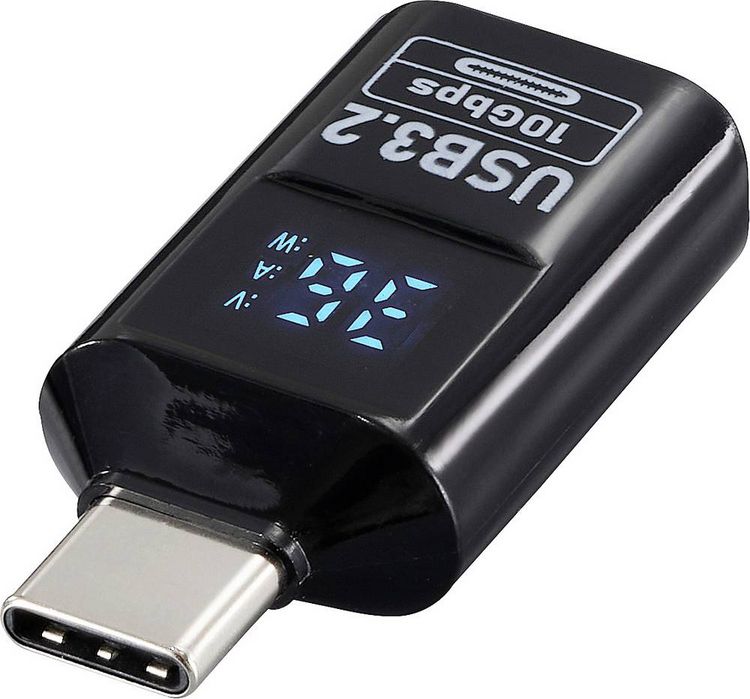 Produktbild: Renkforce USB Adapter [1x USB-C&reg; Stecker - 1x USB-A Buchse] USB 3.2 Type C/A Charging Adapter, PD36W, 10 Gpbs LED-Display Laden