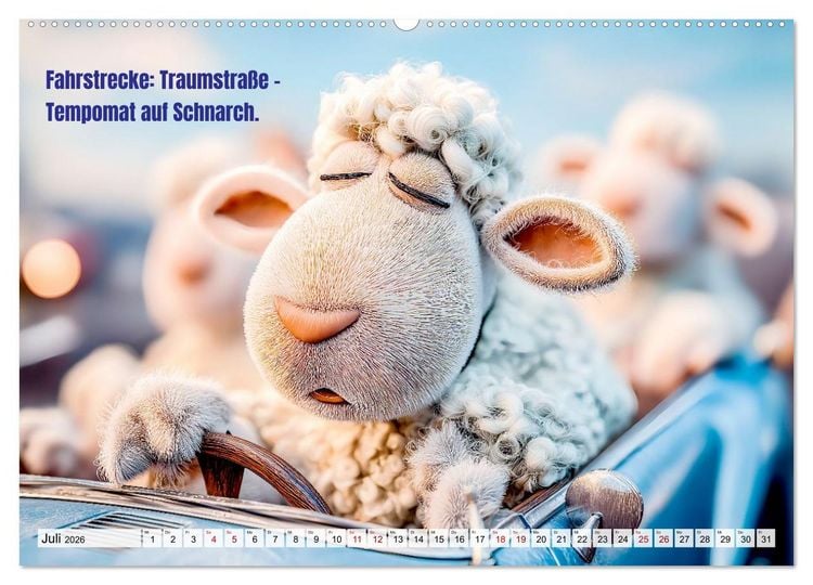 Produktbild: Schlaf gut, mein Schaf - Spruchkalender mit lustigen Schaf-Bildern (hochwertiger Premium Wandkalender 2026 DIN A2 quer), Kunstdruck in Hochglanz