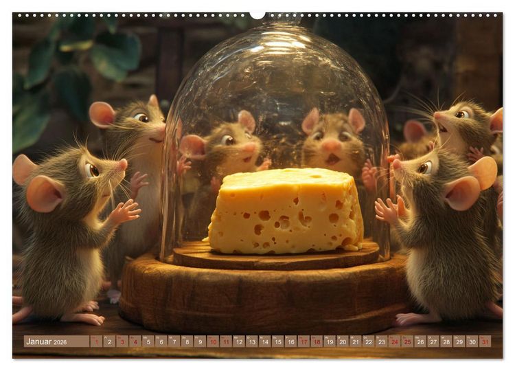 Produktbild: M&auml;use w&uuml;rden K&auml;se kaufen (hochwertiger Premium Wandkalender 2026 DIN A2 quer), Kunstdruck in Hochglanz