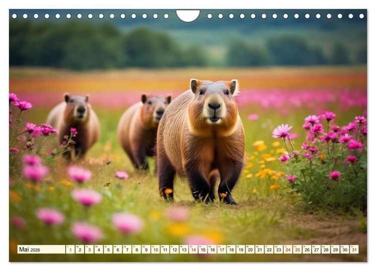 Produktbild: Capybaras - Wasserschweine die Herren der Gr&auml;ser (Wandkalender 2026 DIN A4 quer), CALVENDO Monatskalender