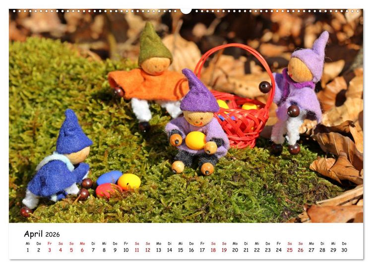 Produktbild: Die Abenteuer der vier kleinen Wichtel (hochwertiger Premium Wandkalender 2026 DIN A2 quer), Kunstdruck in Hochglanz