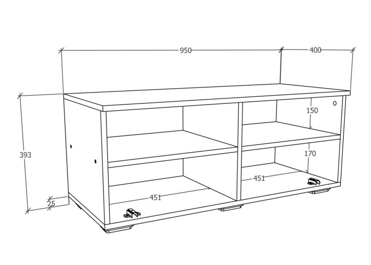 Produktbild: Holz TV Lowboard M&ouml;bel Fernsehschrank Arila L