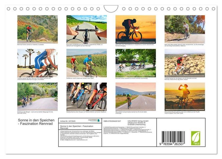 Produktbild: Sonne in den Speichen - Faszination Rennrad (Wandkalender 2027 DIN A4 quer), CALVENDO Monatskalender