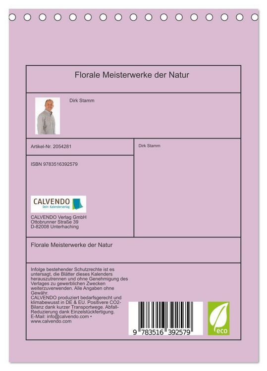 Produktbild: Florale Meisterwerke der Natur (Tischkalender 2026 DIN A5 hoch), CALVENDO Monatskalender