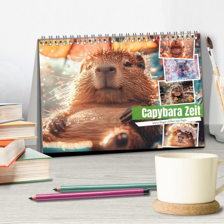 Produktbild: Capybara Zeit (Tischkalender 2026 DIN A5 quer), CALVENDO Monatskalender