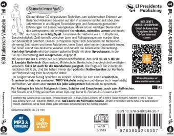 Produktbild: 600 Italienisch-Vokabeln spielerisch erlernt. Grundwortschatz 1. CD