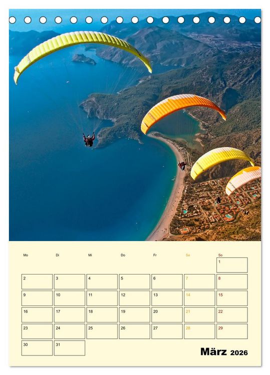 Produktbild: Paragliding - extrem aufregend (Tischkalender 2026 DIN A5 hoch), CALVENDO Monatskalender