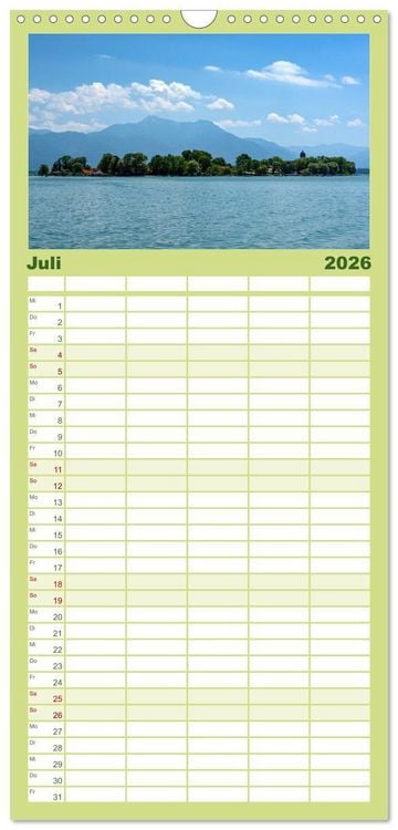 Produktbild: Familienplaner 2026 - Traumhafter Chiemsee &ndash; Impressionen vom Bayerischen Meer mit 5 Spalten (Wandkalender, 21 x 45 cm) CALVENDO