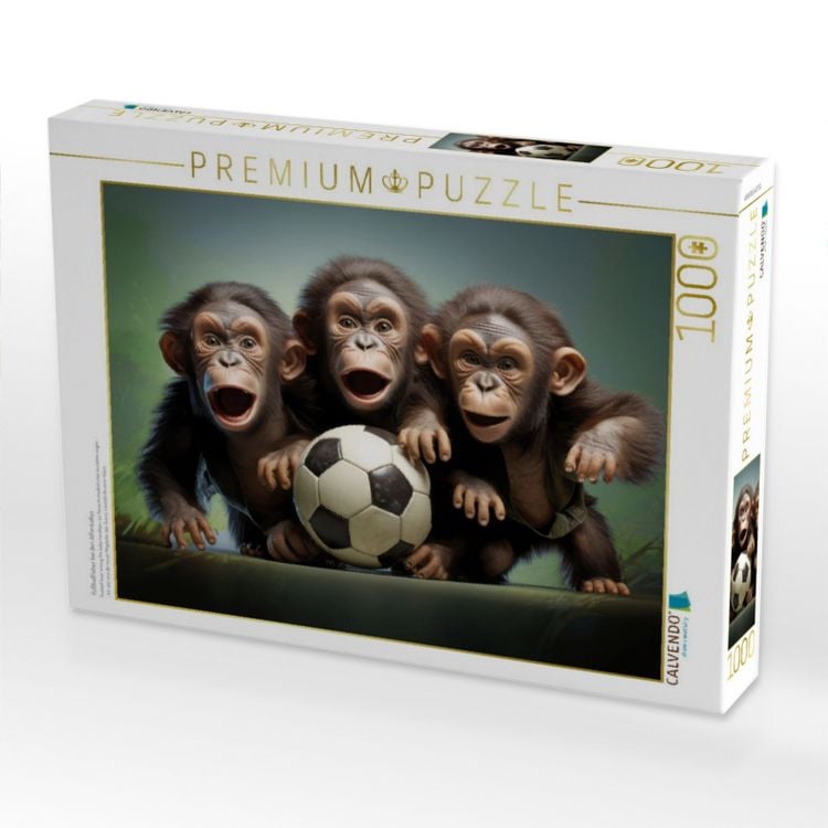 Produktbild: CALVENDO Puzzle Fu&szlig;ballfieber bei den Affenbabys | 1000 Teile Lege-Gr&ouml;&szlig;e 64x48cm Foto-Puzzle f&uuml;r gl&uuml;ckliche Stunden