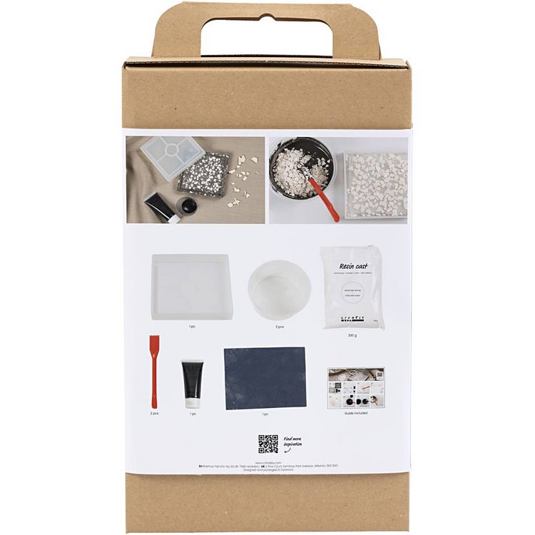 Produktbild: Creativ Company DIY Sets Formgie&szlig;en Kreativ Set Harzgie&szlig;en, Schwarz, Wei&szlig;, Quadratisches Tablett mit Terrazzo, Kreativ Box