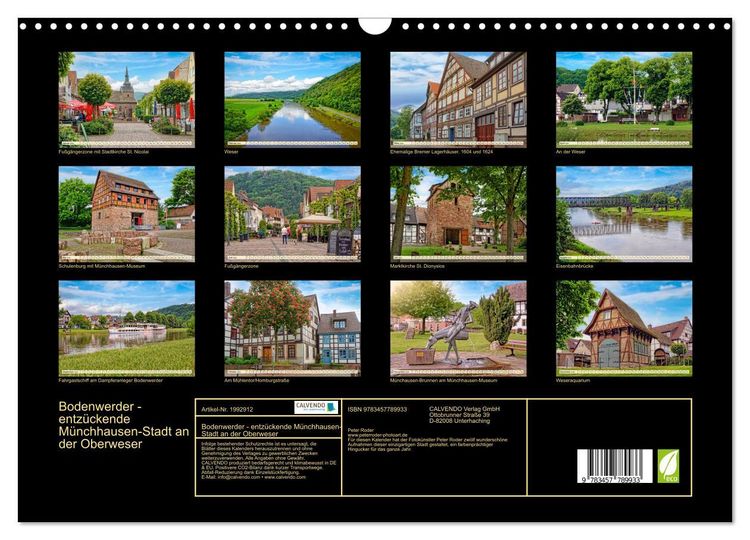 Produktbild: Bodenwerder - entz&uuml;ckende M&uuml;nchhausen-Stadt an der Oberweser (Wandkalender 2026 DIN A3 quer), CALVENDO Monatskalender