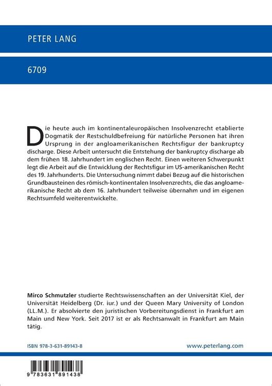 Produktbild: Die Restschuldbefreiung des angloamerikanischen Rechts
