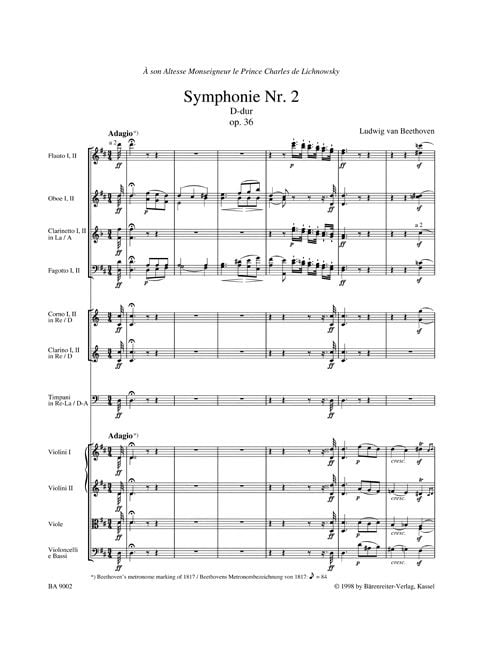 Produktbild: Symphonie Nr. 2 D-Dur op. 36, Partitur