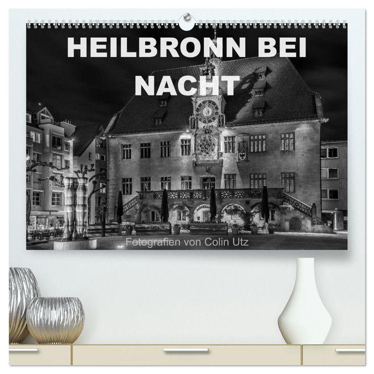 Produktbild: Heilbronn bei Nacht (hochwertiger Premium Wandkalender 2026 DIN A2 quer), Kunstdruck in Hochglanz