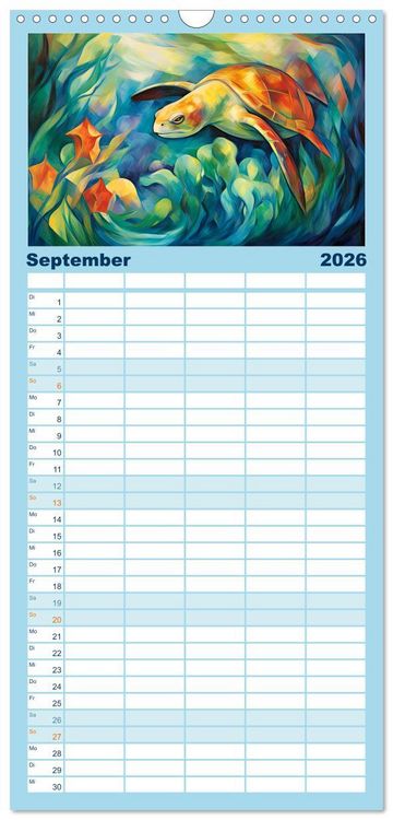 Produktbild: Familienplaner 2026 - Unterwasserwelt, bunt und wundersch&ouml;n mit 5 Spalten (Wandkalender, 21 x 45 cm) CALVENDO