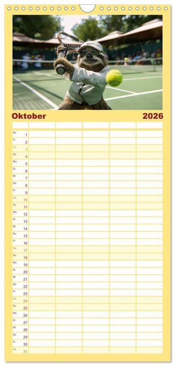 Produktbild: Familienplaner 2026 - Der tierisch lustige Tennis-Kalender mit 5 Spalten (Wandkalender, 21 x 45 cm) CALVENDO
