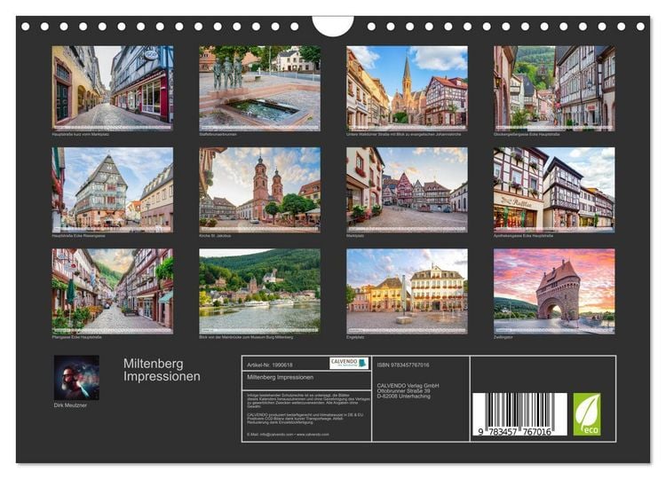 Produktbild: Miltenberg Impressionen (Wandkalender 2026 DIN A4 quer), CALVENDO Monatskalender
