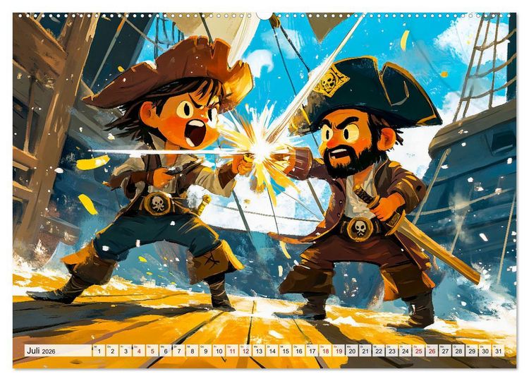 Produktbild: Piraten-Abenteuer - Die Reise zum verborgenen Schatz (Wandkalender 2026 DIN A2 quer), CALVENDO Monatskalender