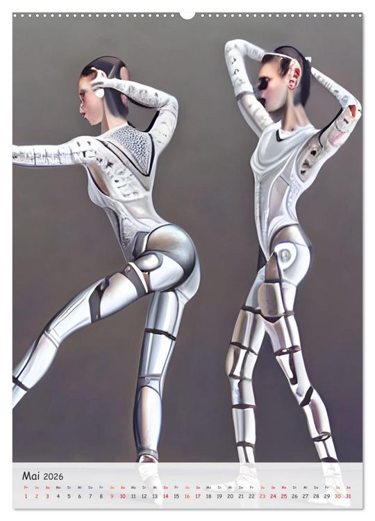 Produktbild: Tanzende Roboter - Computertr&auml;ume aus der KI (hochwertiger Premium Wandkalender 2026 DIN A2 hoch), Kunstdruck in Hochglanz