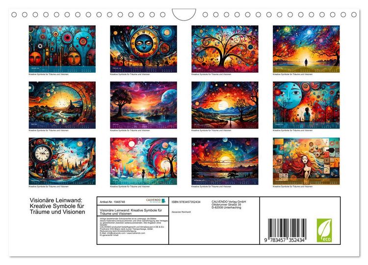 Produktbild: Vision&auml;re Leinwand: Kreative Symbole f&uuml;r Tr&auml;ume und Visionen (Wandkalender 2026 DIN A4 quer), CALVENDO Monatskalender