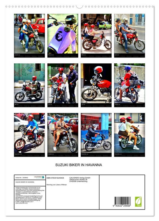 Produktbild: SUZUKI BIKER IN HAVANNA (hochwertiger Premium Wandkalender 2026 DIN A2 hoch), Kunstdruck in Hochglanz
