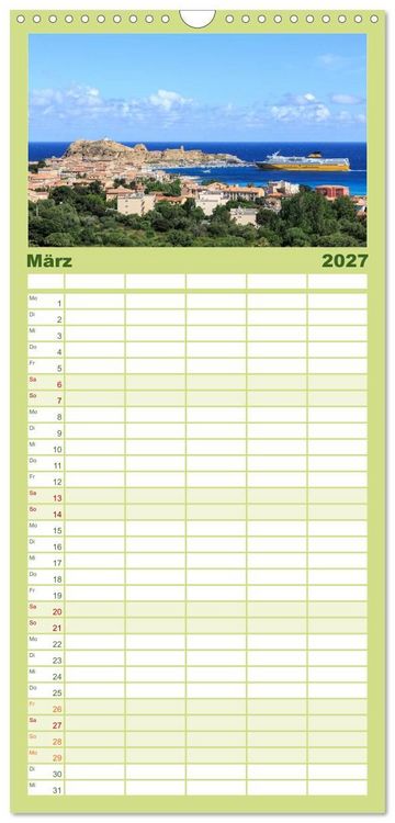 Produktbild: Familienplaner 2027 - Korsika - raue Sch&ouml;nheit mit 5 Spalten (Wandkalender, 21 x 45 cm) CALVENDO