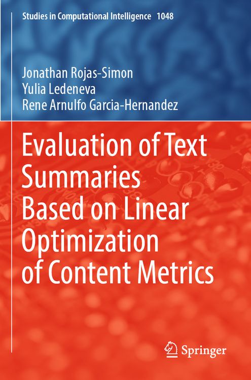 Produktbild: Evaluation of Text Summaries Based on Linear Optimization of Content Metrics