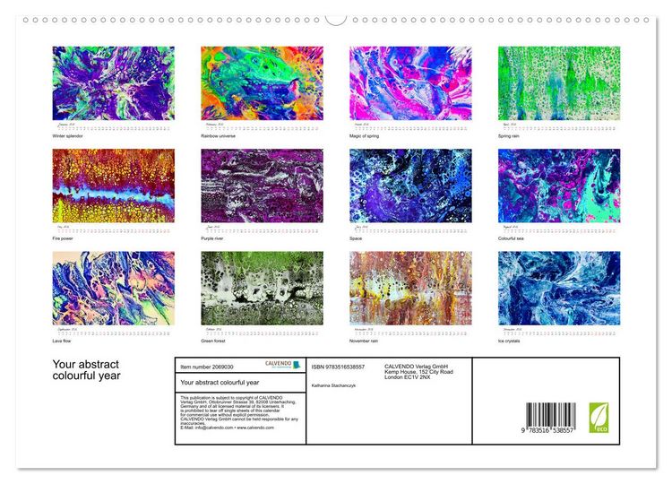 Produktbild: Your abstract colourful year (High Quality Premium Wall Calendar 2026 DIN A2 landscape),CALVENDO 12 Month Wall Calendar
