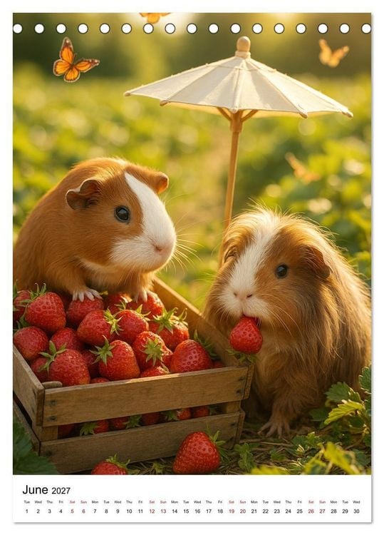 Produktbild: Guinea Pigs Cozy Moments (Desk Calendar 2027 DIN A5 portrait), CALVENDO 12 Month DeskCalendar