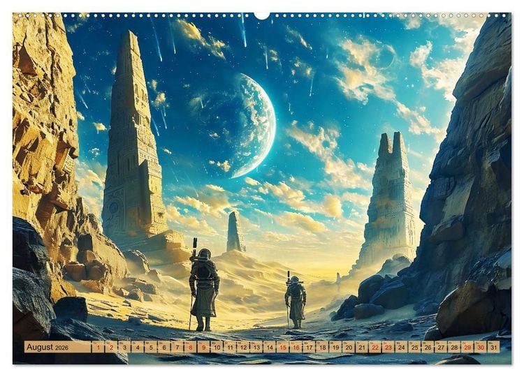 Produktbild: &Auml;gyptische Pr&auml;-Astronautik - Science Fiction G&ouml;tter im All (hochwertiger Premium Wandkalender 2026 DIN A2 quer), Kunstdruck in Hochglanz