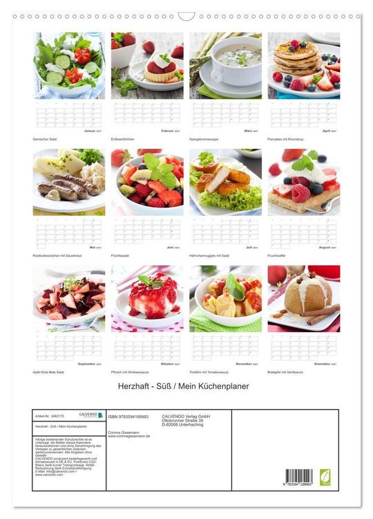 Produktbild: Herzhaft - S&uuml;&szlig; / Mein K&uuml;chenplaner (Wandkalender 2027 DIN A2 hoch), CALVENDO Monatskalender