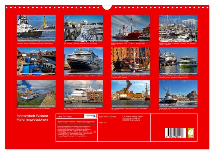 Produktbild: Hansestadt Wismar - Hafenimpressionen (Wandkalender 2026 DIN A3 quer), CALVENDO Monatskalender