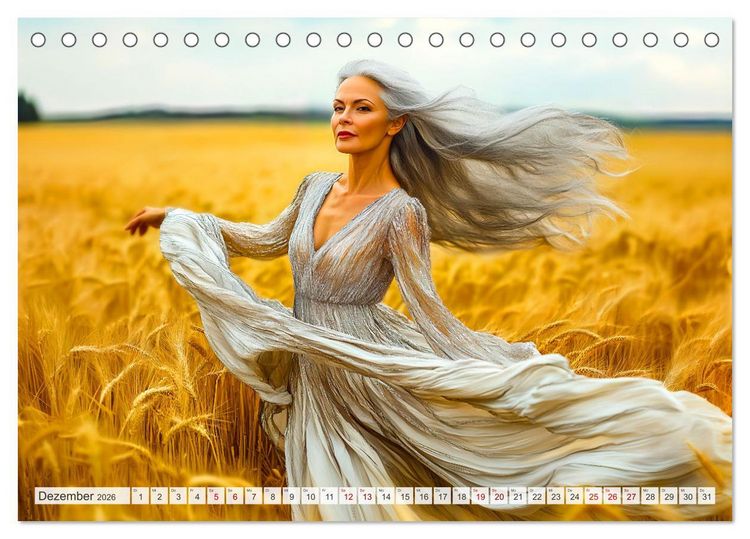 Produktbild: Bl&uuml;tenzauber im Feld - Frauen in farbenpr&auml;chtiger Landschaften (Tischkalender 2026 DIN A5 quer), CALVENDO Monatskalender