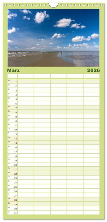 Produktbild: Familienplaner 2026 - B&uuml;sum - Urlaub an der Nordsee mit 5 Spalten (Wandkalender, 21 x 45 cm) CALVENDO