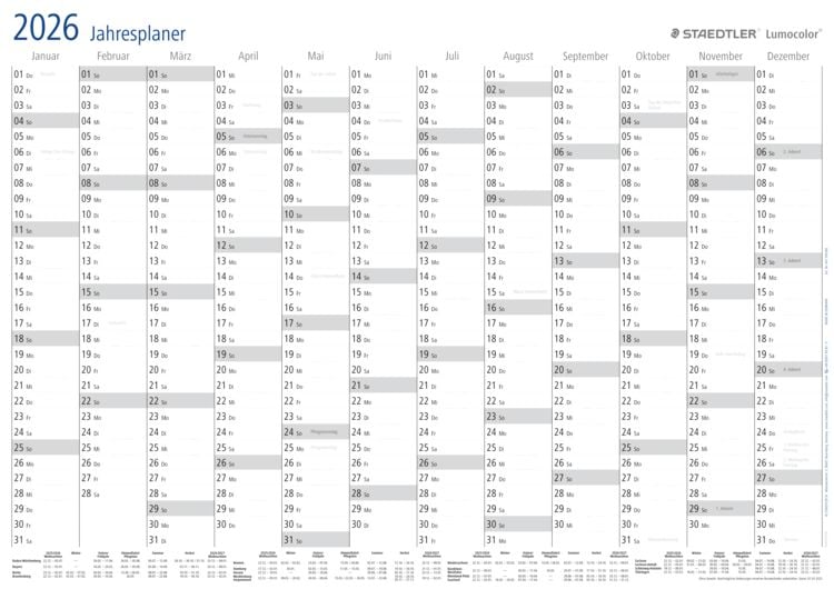 Produktbild: STAEDTLER Kalender Lumocolor Jahresplaner 2027, DIN A3