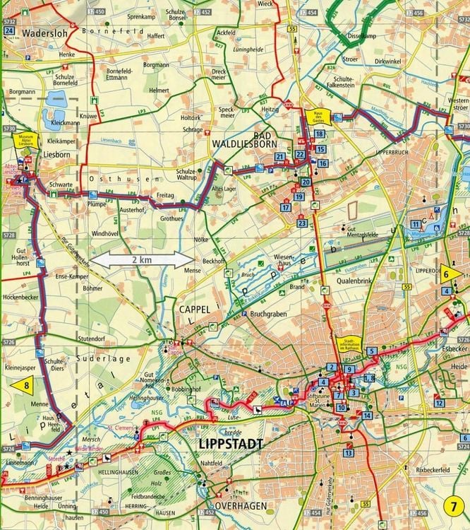 Produktbild: Radwanderkarte Römer-Lippe-Route, Detmold - Xanten 1 : 50 000