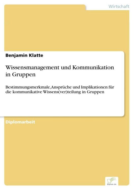 Produktbild: Wissensmanagement und Kommunikation in Gruppen