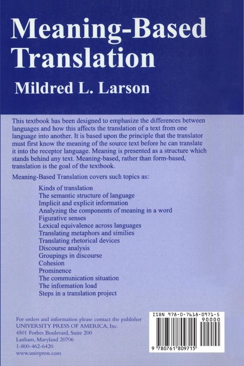 Produktbild: Meaning-Based Translation