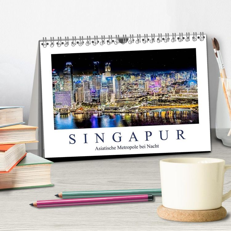 Produktbild: Singapur - Asiatische Metropole bei Nacht (Tischkalender 2026 DIN A5 quer), CALVENDO Monatskalender