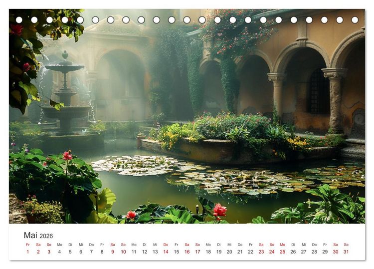 Produktbild: Verwunschene G&auml;rten - Eine Zeitreise (Tischkalender 2026 DIN A5 quer), CALVENDO Monatskalender