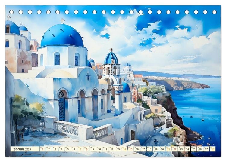 Produktbild: Santorini Inseltr&auml;ume (Tischkalender 2026 DIN A5 quer), CALVENDO Monatskalender