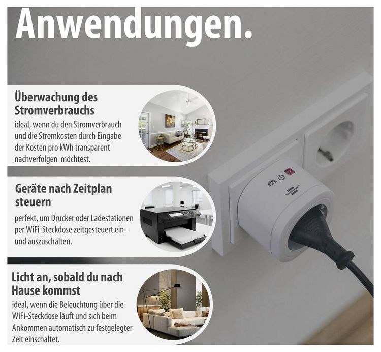 Produktbild: Brennenstuhl 1294880 Wi-Fi Smarte WLAN-Steckdose Innenbereich, Steckdose 3680W