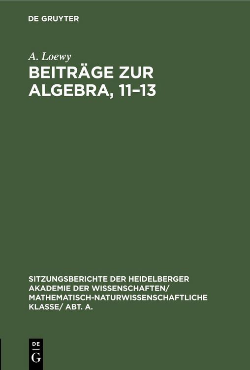 Produktbild: Beitr&auml;ge zur Algebra, 11-13