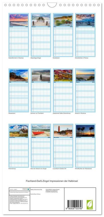 Produktbild: Familienplaner 2026 - Fischland-Dar&szlig;-Zingst Impressionen der Halbinsel mit 5 Spalten (Wandkalender, 21 x 45 cm) CALVENDO