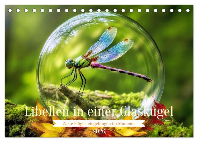 Produktbild: Libellen in einer Glaskugel (Tischkalender 2026 DIN A5 quer), CALVENDO Monatskalender